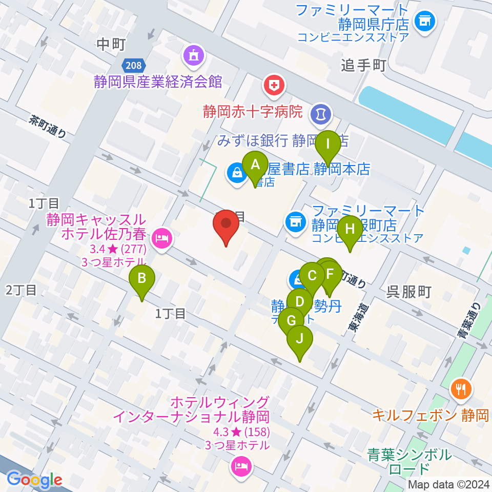 すみやグッディ本店おれんじホール周辺のカフェ一覧地図