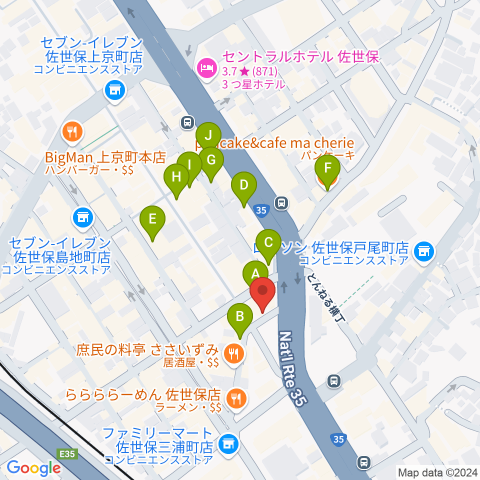 JAZZ SPOT EASEL周辺のカフェ一覧地図