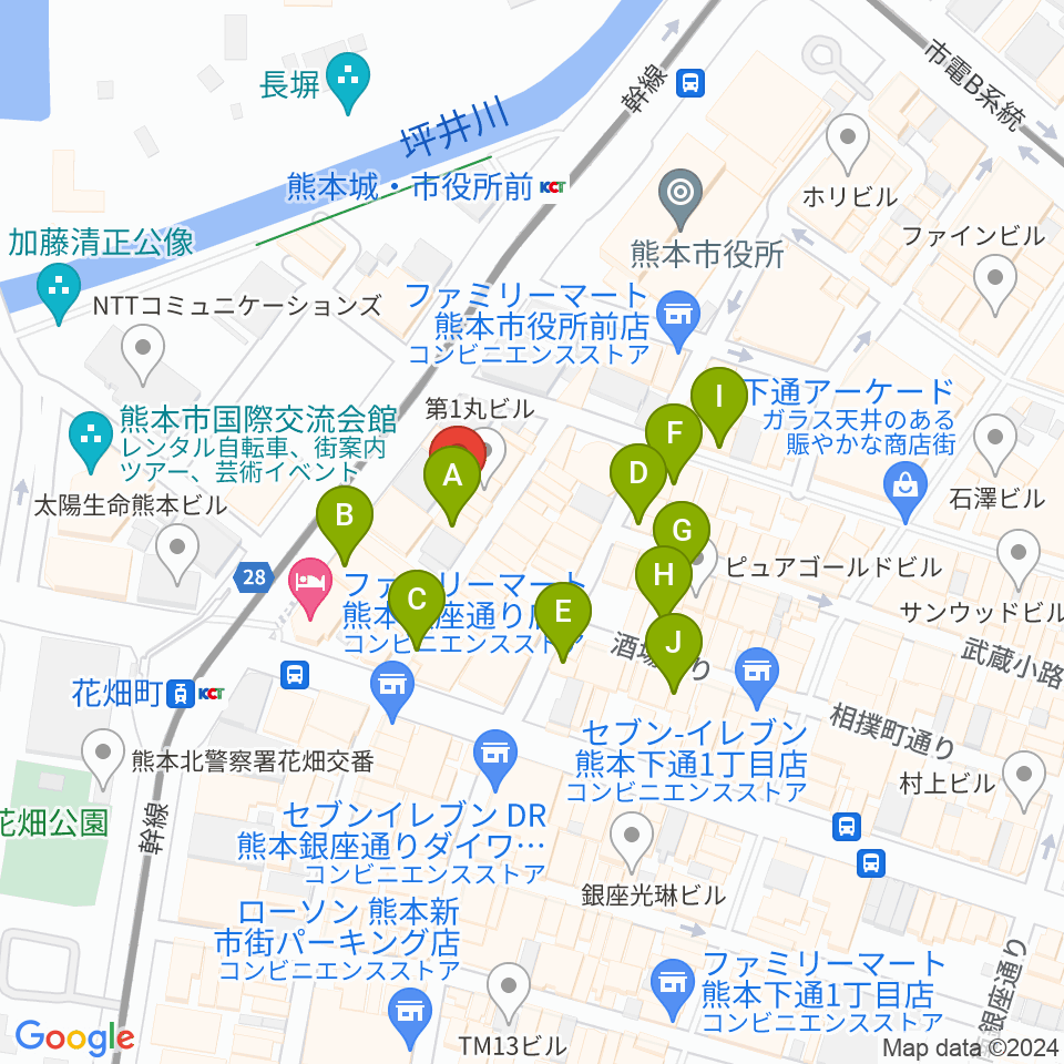 熊本 酔ing周辺のカフェ一覧地図