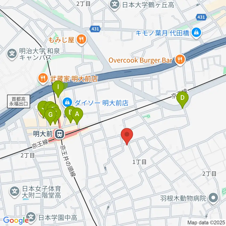 YRZ MUSIC 萬屋ドラム教室周辺のカフェ一覧地図