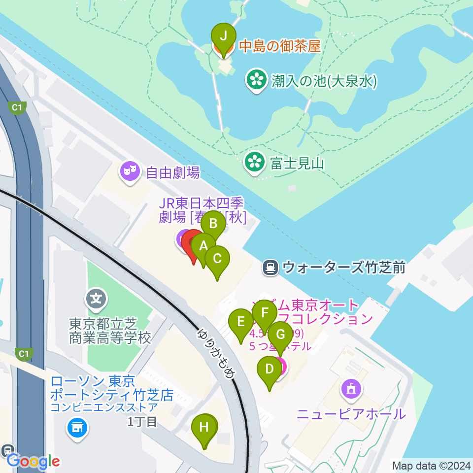 JR東日本四季劇場［春］周辺のカフェ一覧地図