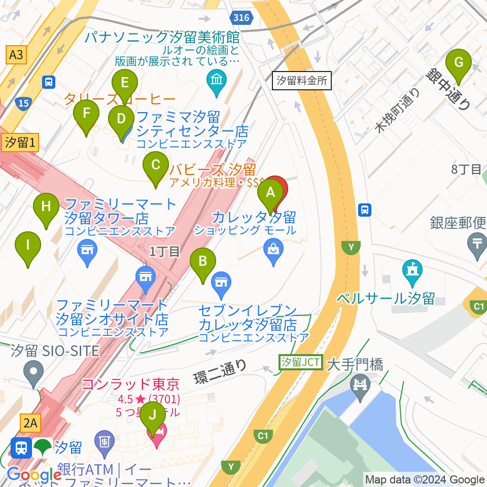 電通四季劇場［海］周辺のカフェ一覧地図