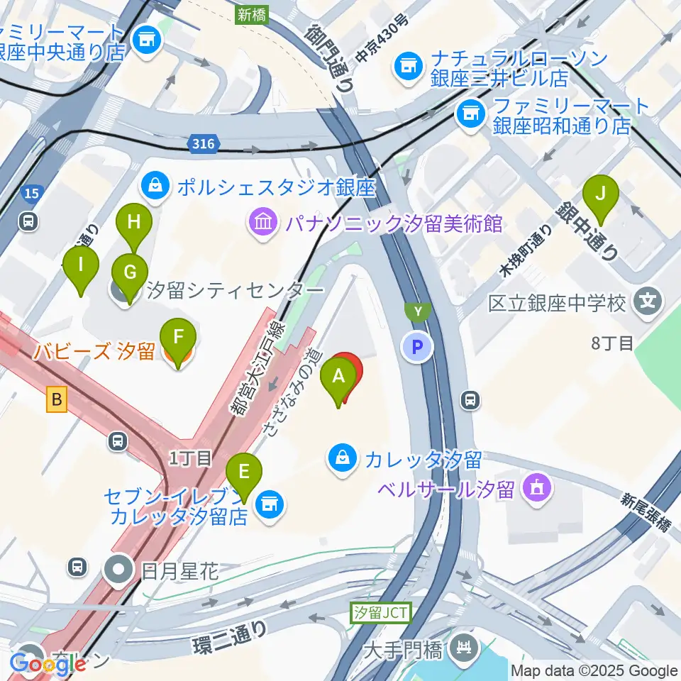 電通四季劇場［海］周辺のカフェ一覧地図