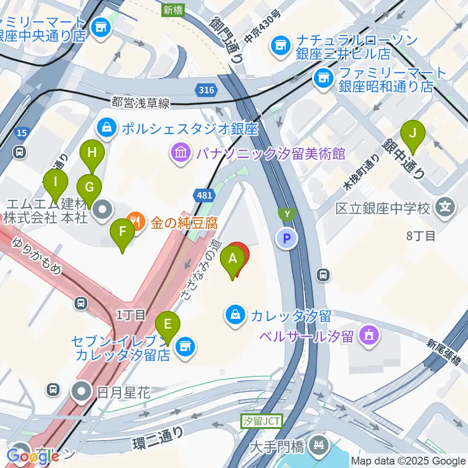 電通四季劇場［海］周辺のカフェ一覧地図