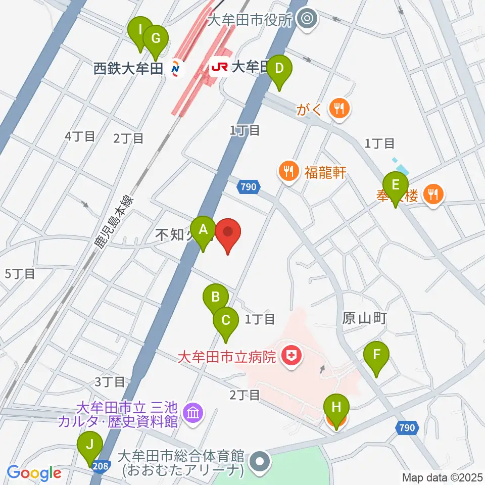 大牟田文化会館周辺のカフェ一覧地図