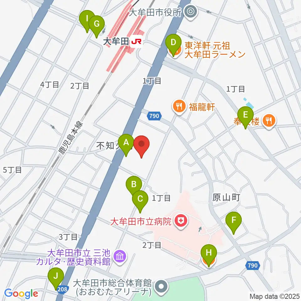 大牟田文化会館周辺のカフェ一覧地図