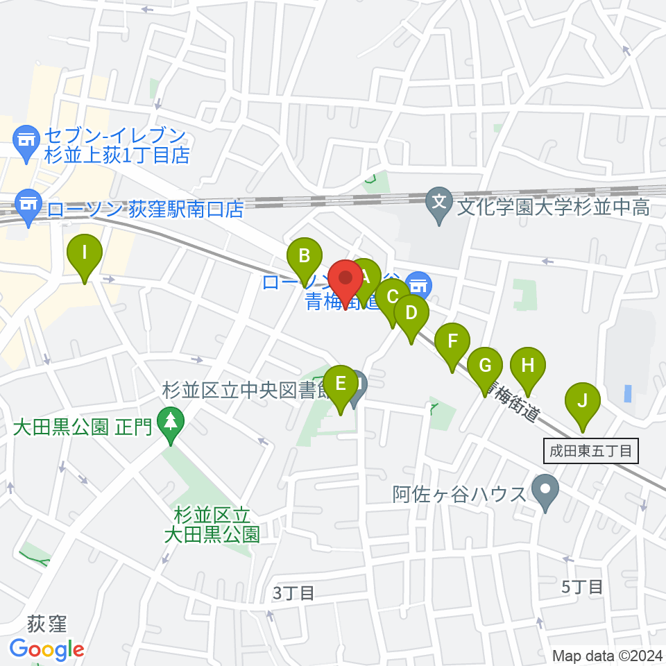 荻窪小劇場周辺のカフェ一覧地図