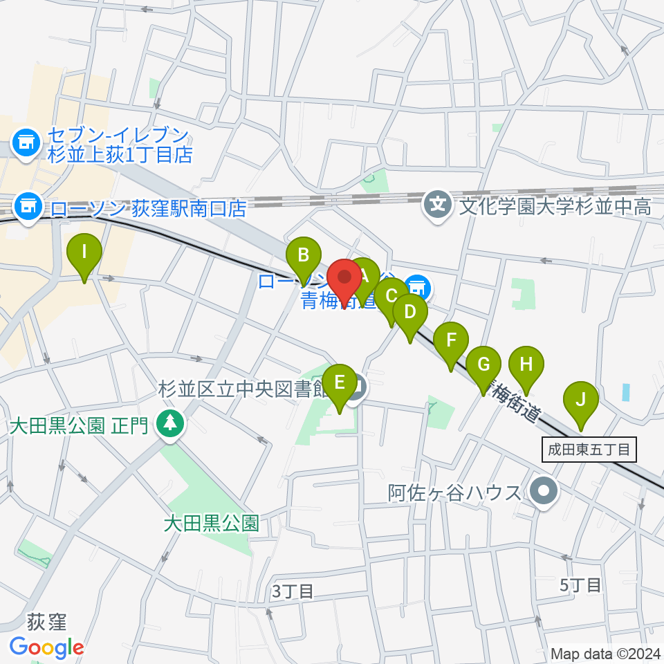 荻窪小劇場周辺のカフェ一覧地図