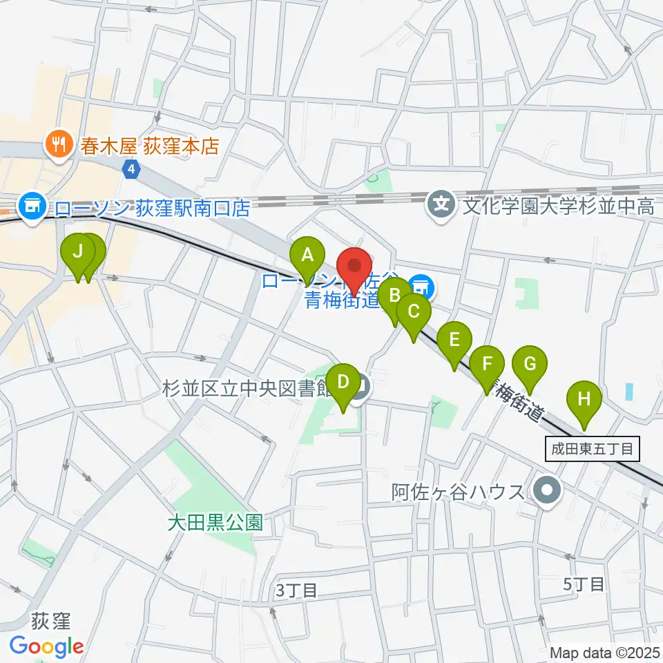 荻窪小劇場周辺のカフェ一覧地図