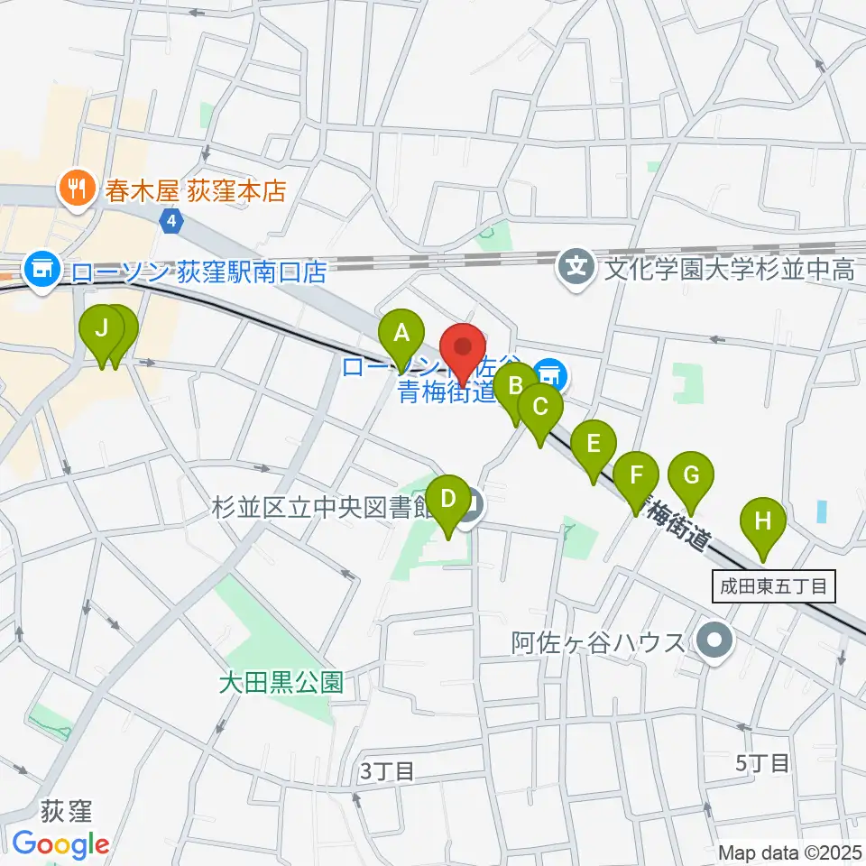 荻窪小劇場周辺のカフェ一覧地図