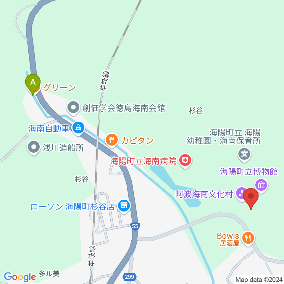 阿波海南文化村周辺のカフェ一覧地図