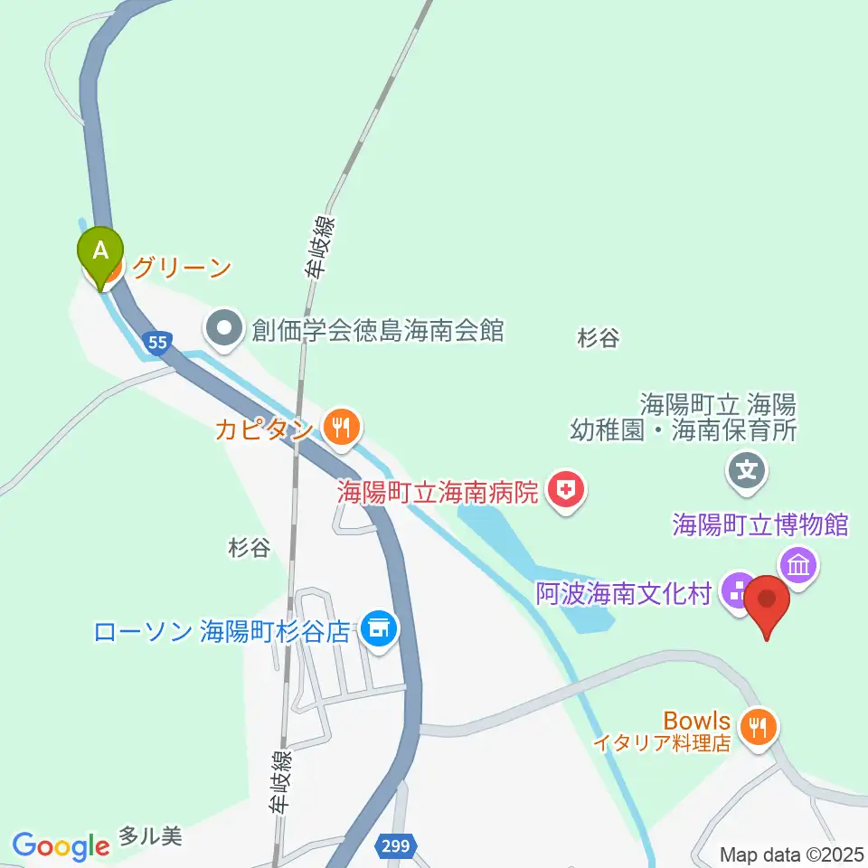阿波海南文化村周辺のカフェ一覧地図