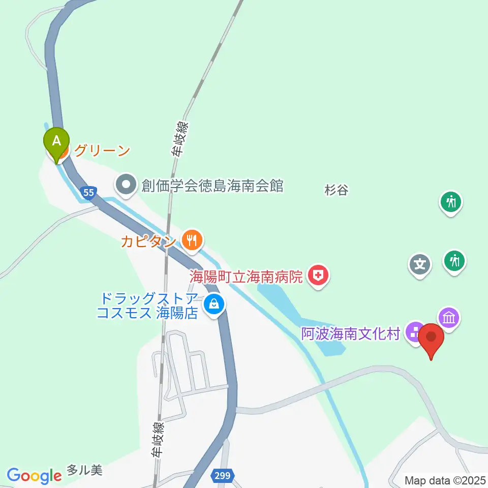 阿波海南文化村周辺のカフェ一覧地図