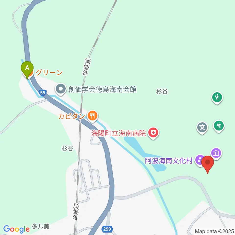 阿波海南文化村周辺のカフェ一覧地図
