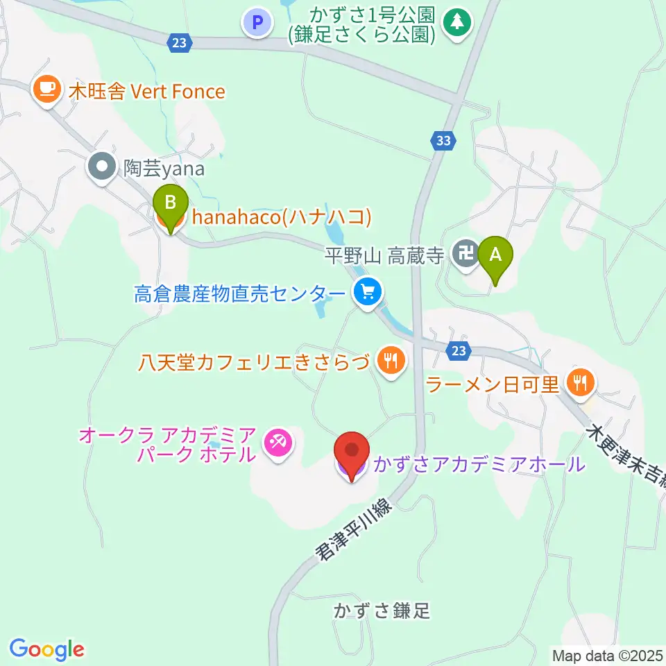 かずさアカデミアホール周辺のカフェ一覧地図