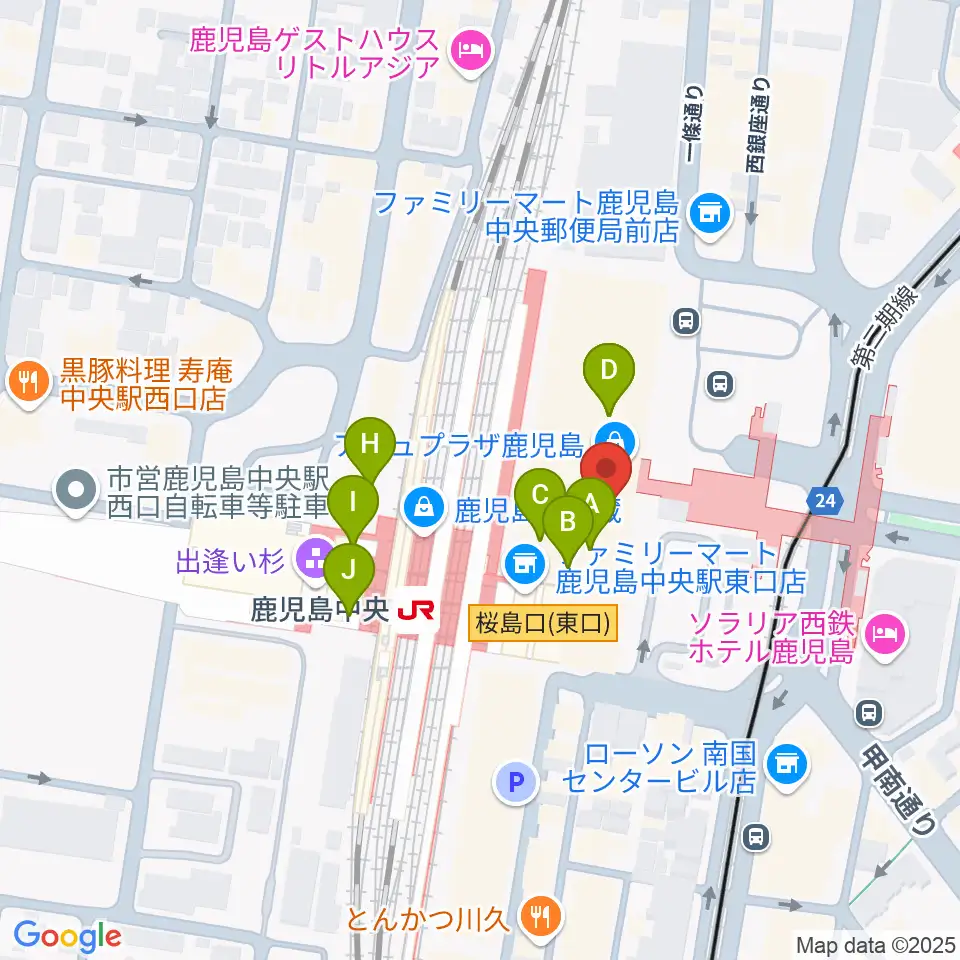 島村楽器 鹿児島アミュプラザ店周辺のカフェ一覧地図