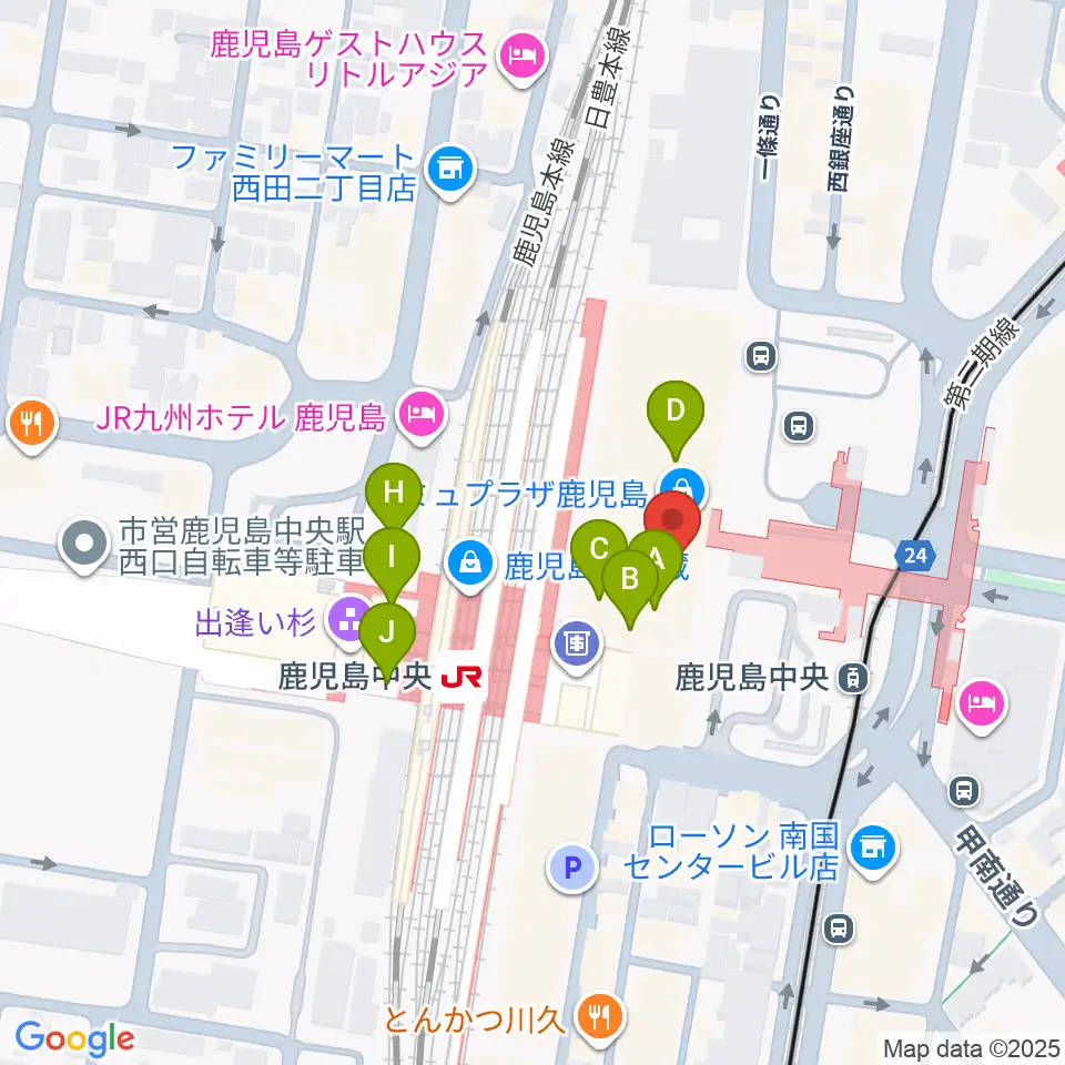 島村楽器 鹿児島アミュプラザ店周辺のカフェ一覧地図