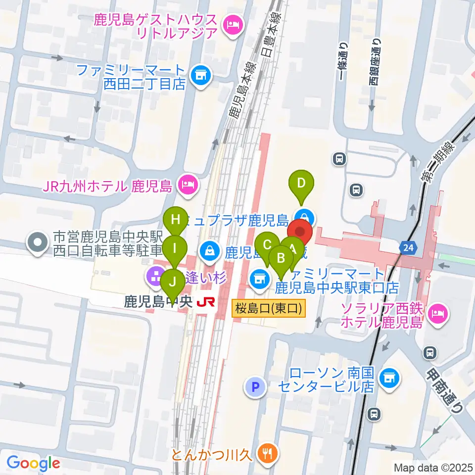島村楽器 鹿児島アミュプラザ店周辺のカフェ一覧地図