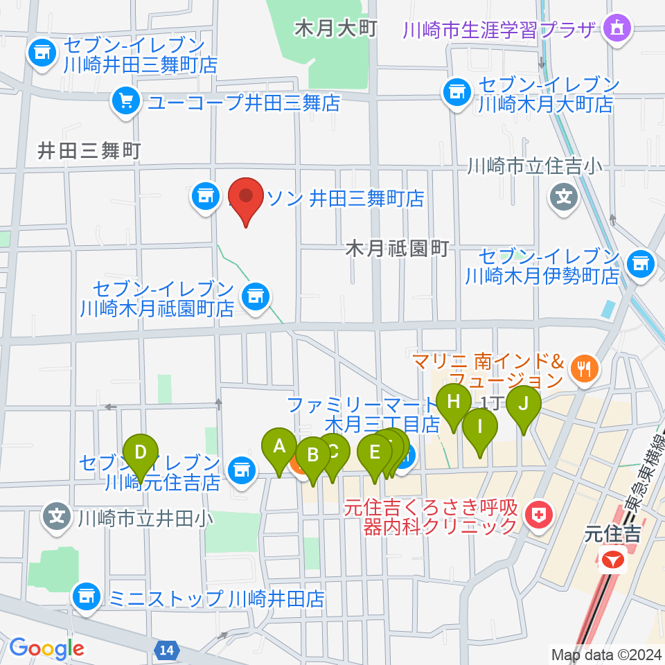 川崎市国際交流センター周辺のカフェ一覧地図