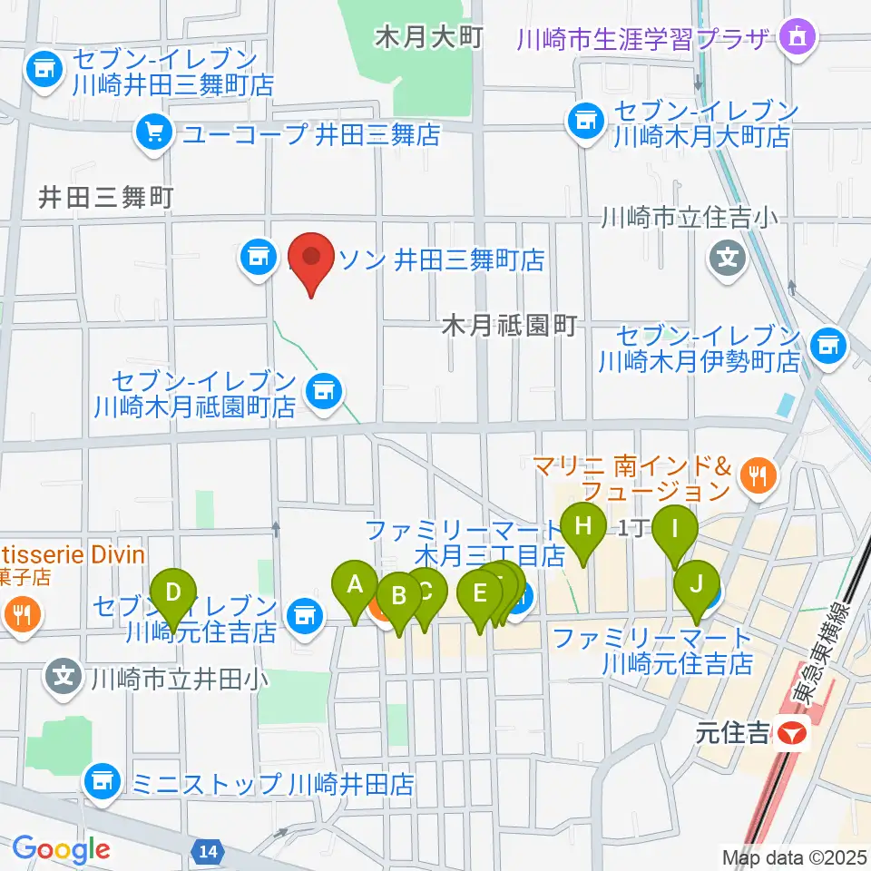 川崎市国際交流センター周辺のカフェ一覧地図