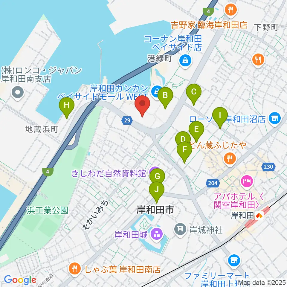 南海浪切ホール周辺のカフェ一覧地図