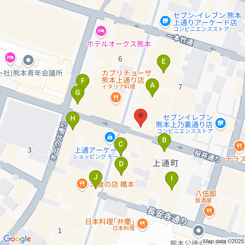 大谷楽器店周辺のカフェ一覧地図