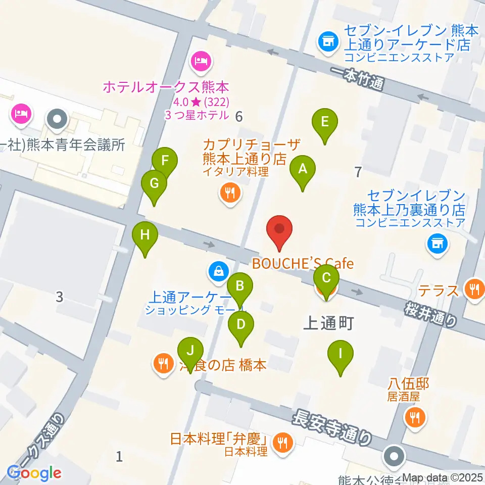 大谷楽器店周辺のカフェ一覧地図