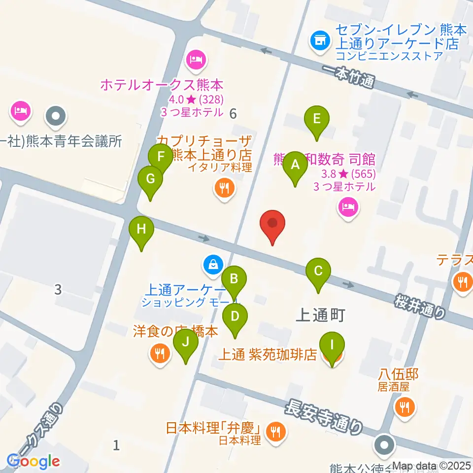 大谷楽器店周辺のカフェ一覧地図