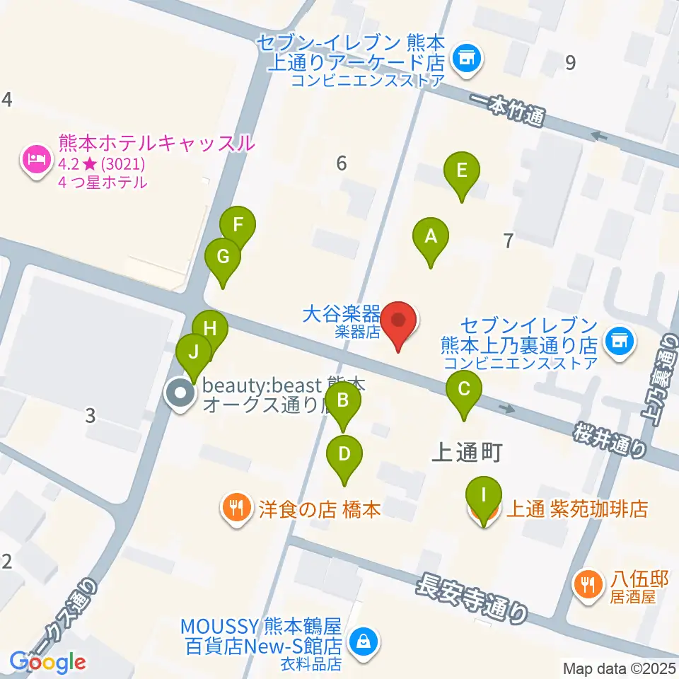 大谷楽器店周辺のカフェ一覧地図