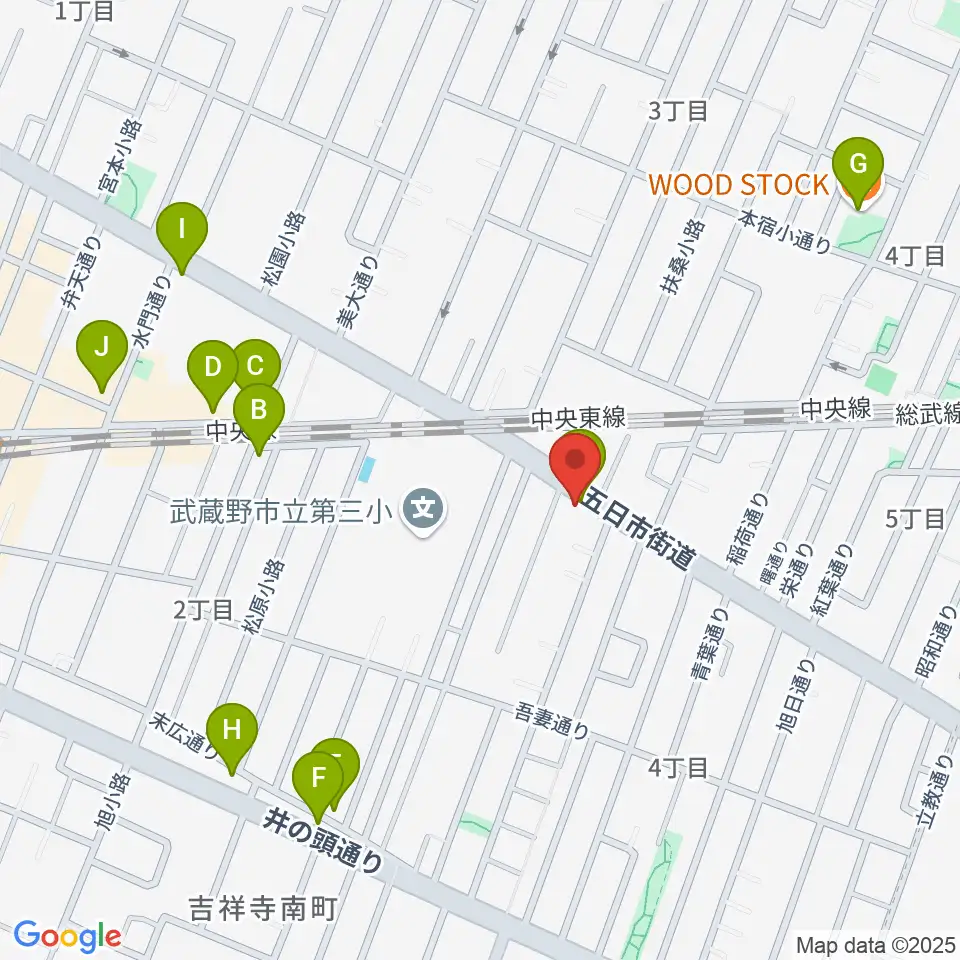 吉祥寺櫂スタジオ周辺のカフェ一覧地図