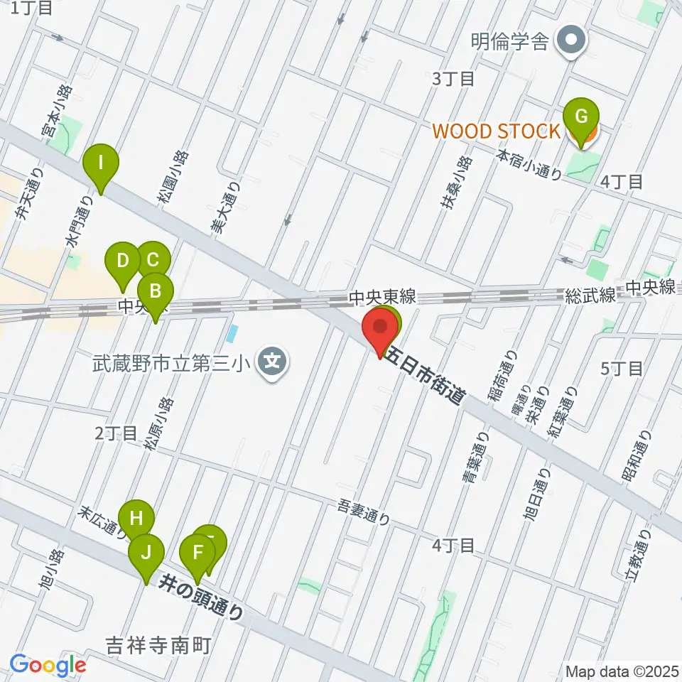 吉祥寺櫂スタジオ周辺のカフェ一覧地図