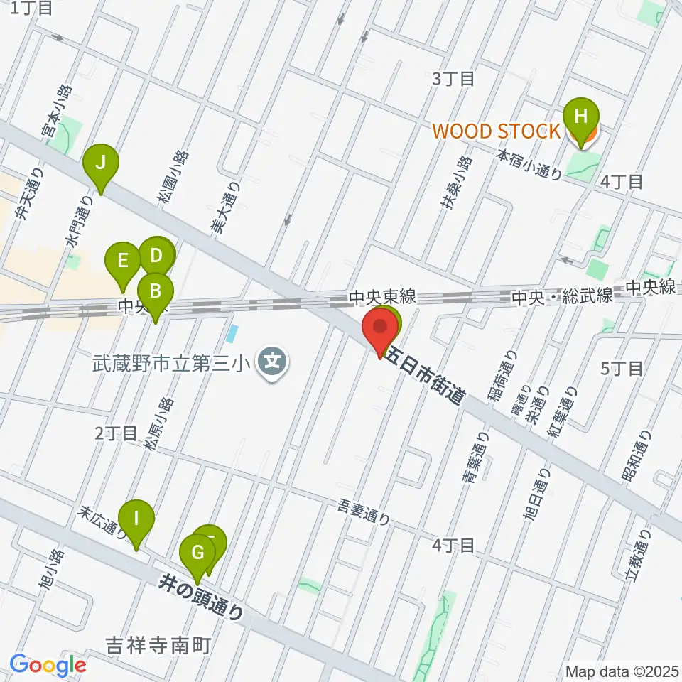 吉祥寺櫂スタジオ周辺のカフェ一覧地図