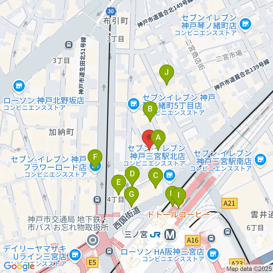 アルマギタースクール周辺のカフェ一覧地図