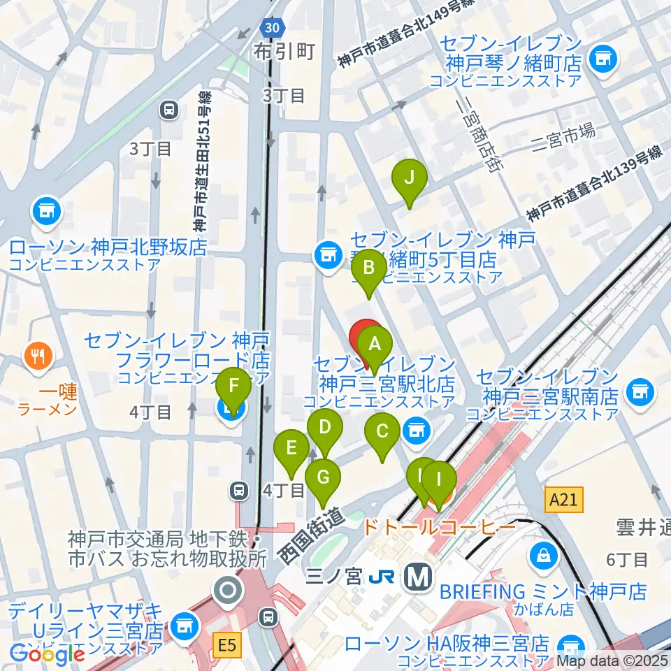 アルマギタースクール周辺のカフェ一覧地図
