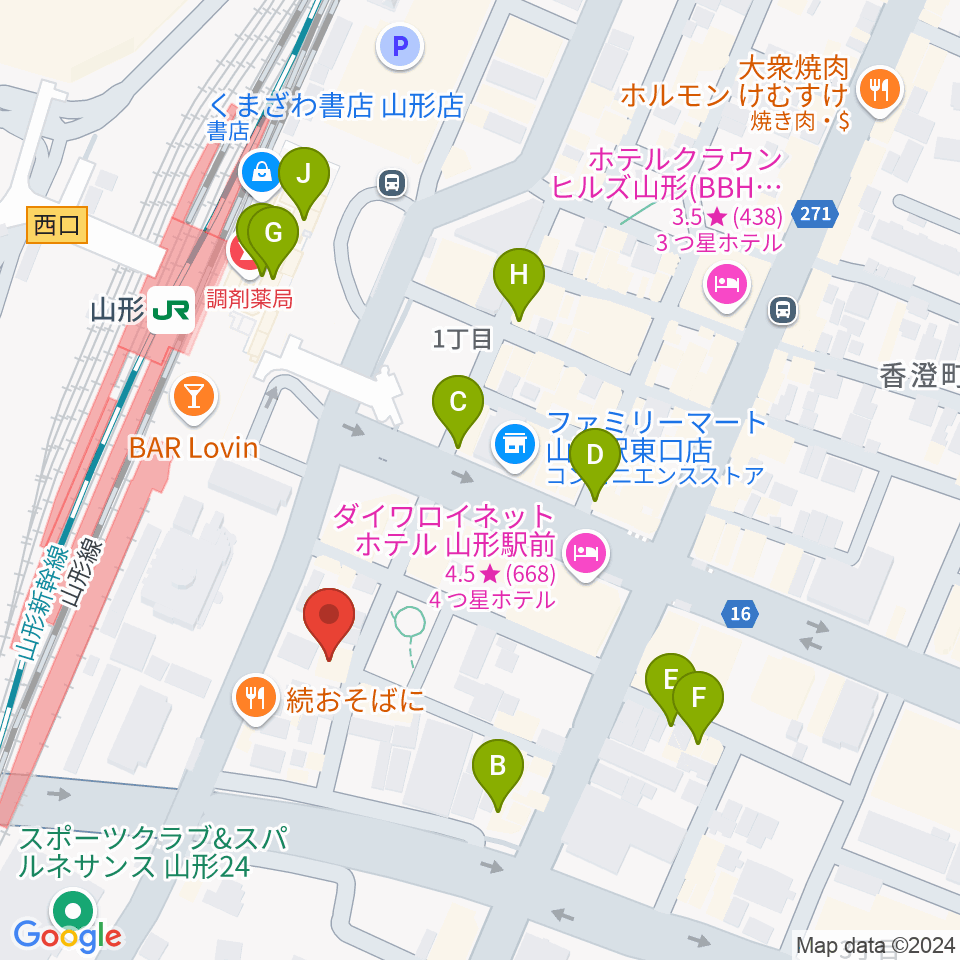 オクテット周辺のカフェ一覧地図