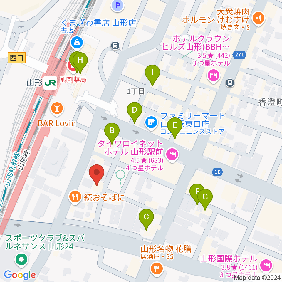 オクテット周辺のカフェ一覧地図