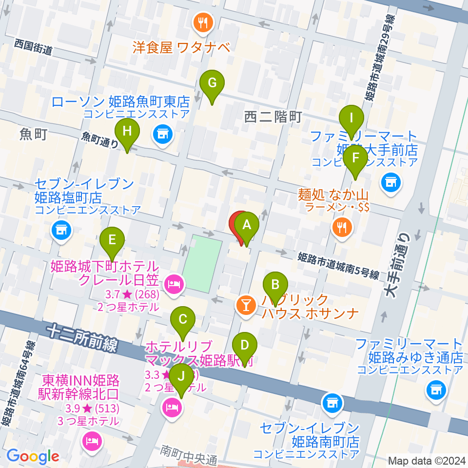 姫路ライラ周辺のカフェ一覧地図