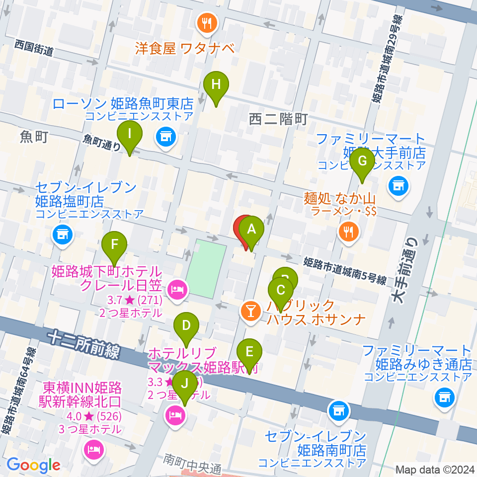 姫路ライラ周辺のカフェ一覧地図