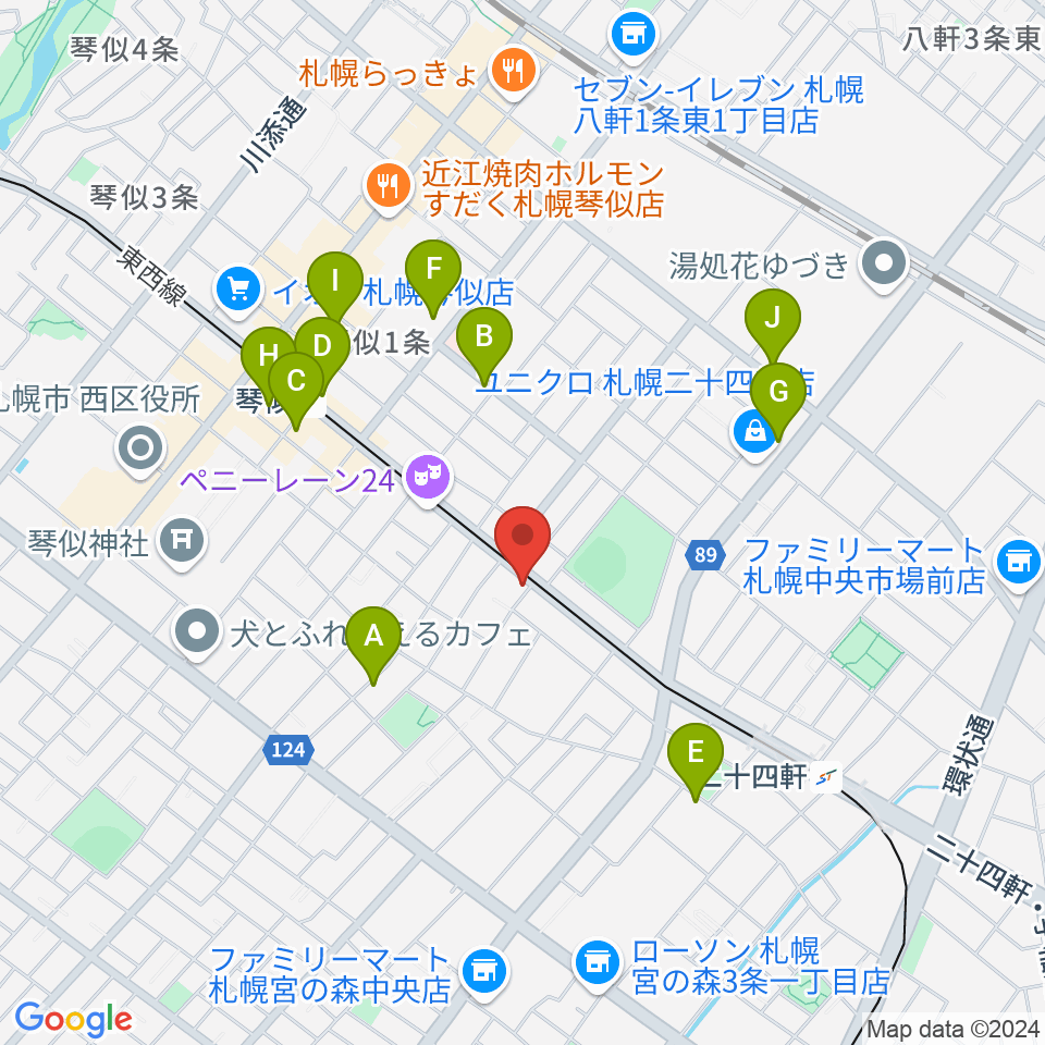 琴似Burn周辺のカフェ一覧地図