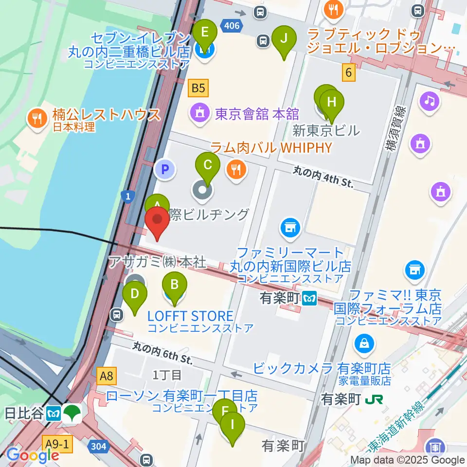 帝国劇場[休館]周辺のカフェ一覧地図