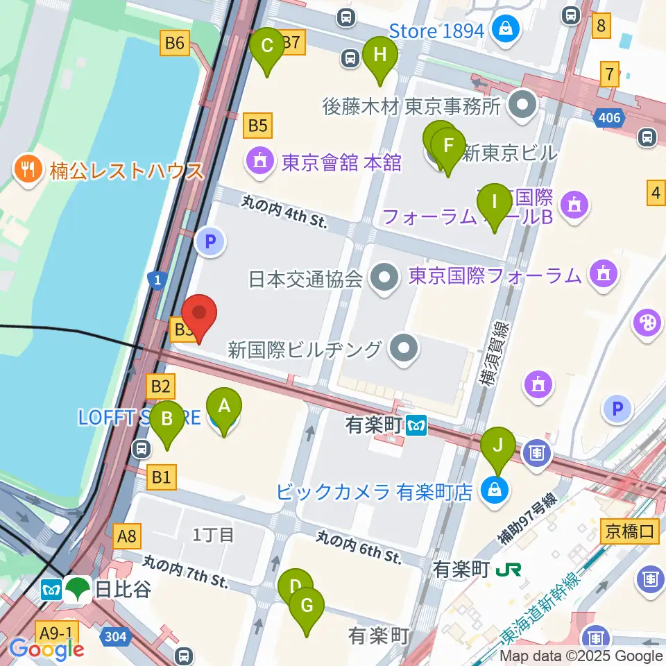 帝国劇場[休館]周辺のカフェ一覧地図