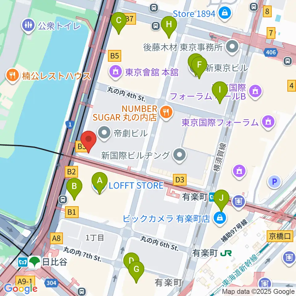 帝国劇場[休館]周辺のカフェ一覧地図