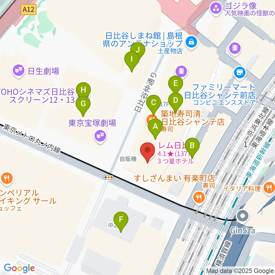 シアタークリエ周辺のカフェ一覧地図