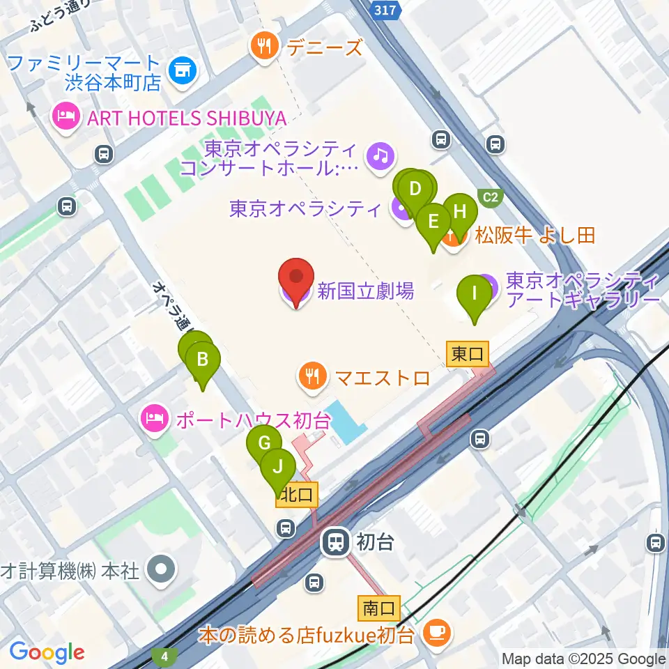 新国立劇場周辺のカフェ一覧地図