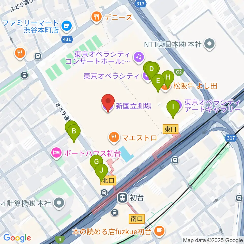 新国立劇場周辺のカフェ一覧地図