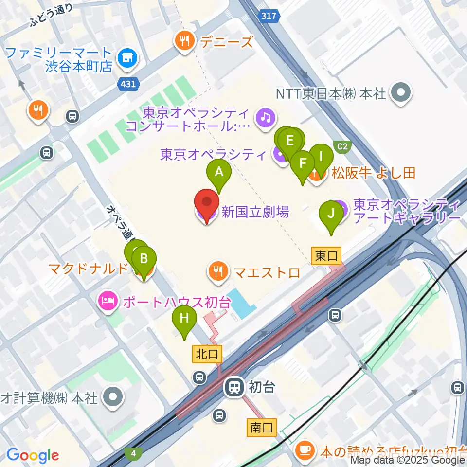 新国立劇場周辺のカフェ一覧地図