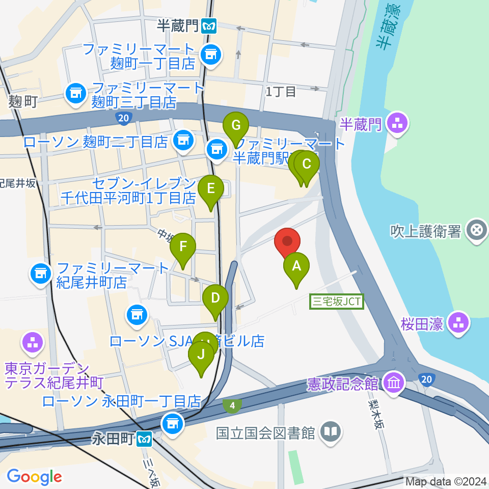 国立劇場周辺のカフェ一覧地図