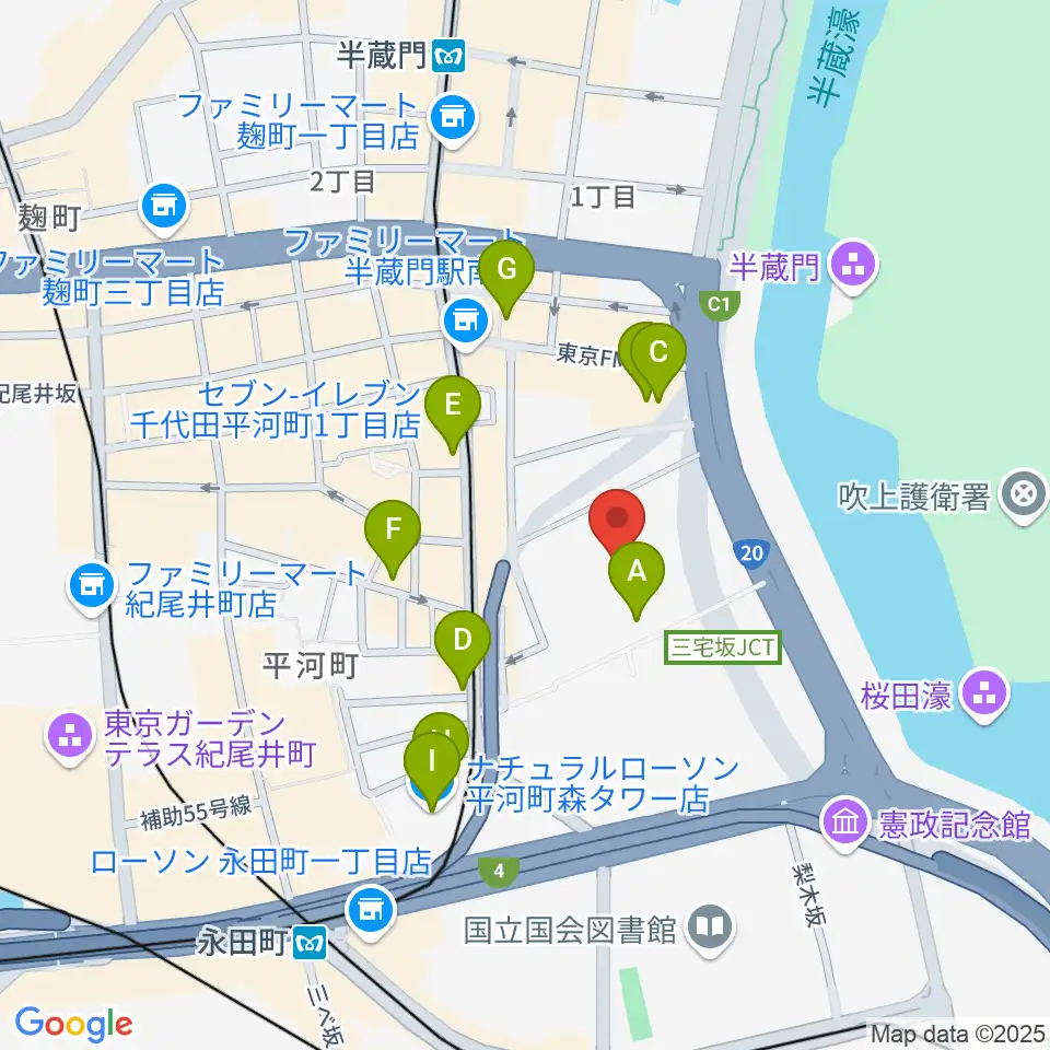 国立劇場周辺のカフェ一覧地図