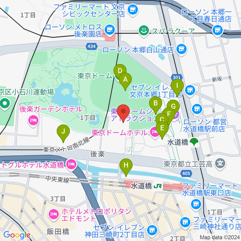 後楽園ホール周辺のカフェ一覧地図