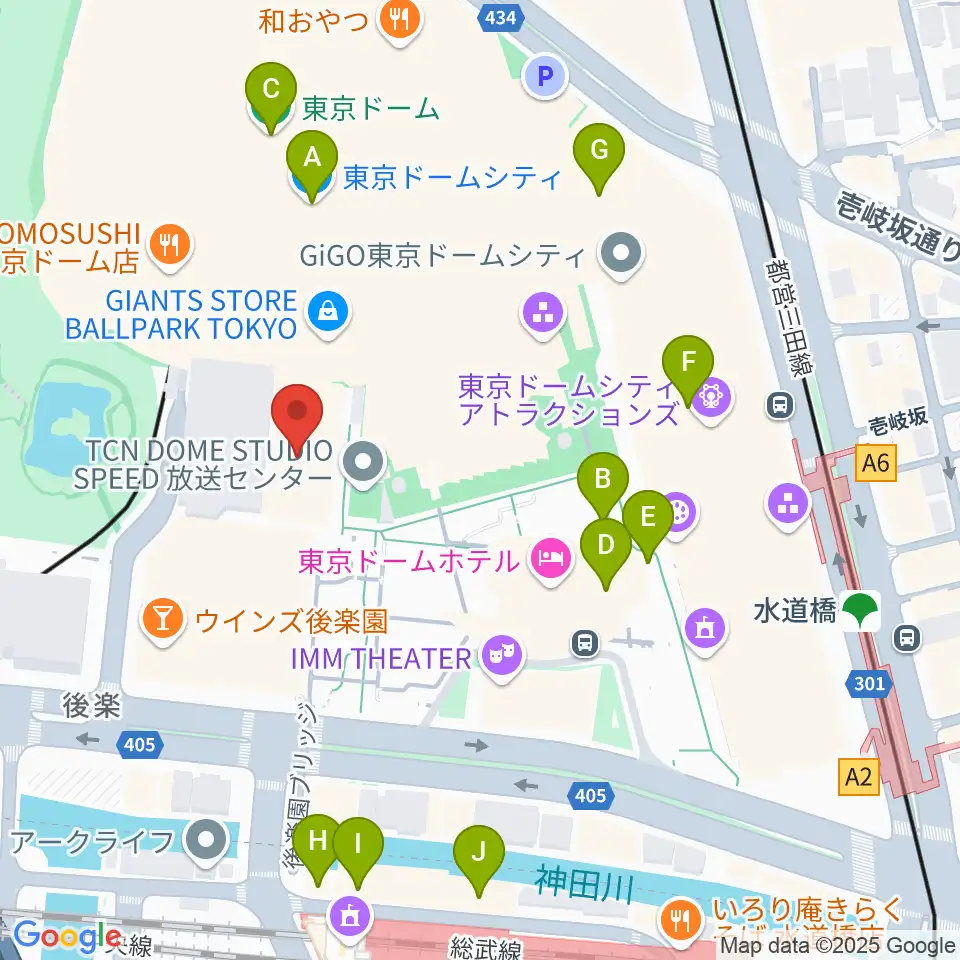 後楽園ホール周辺のカフェ一覧地図